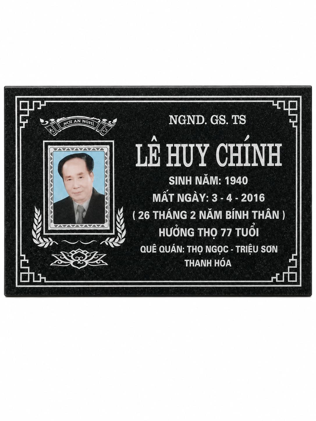 Bia mộ ngang có ảnh chữ nhật — ảnh tham khảo trong bộ mẫu Trần Lưu
