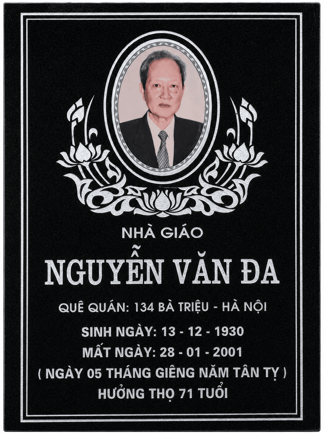 Bia mộ khắc chữ vàng nổi - mẫu cao cấp